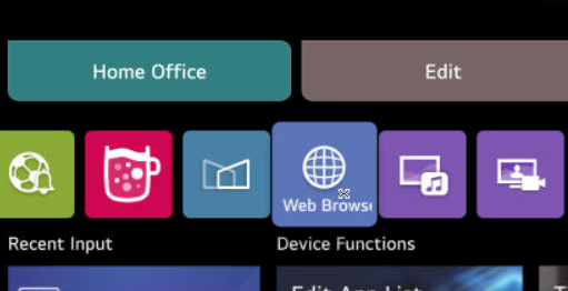 Web Browser app tile on the webOS home screen